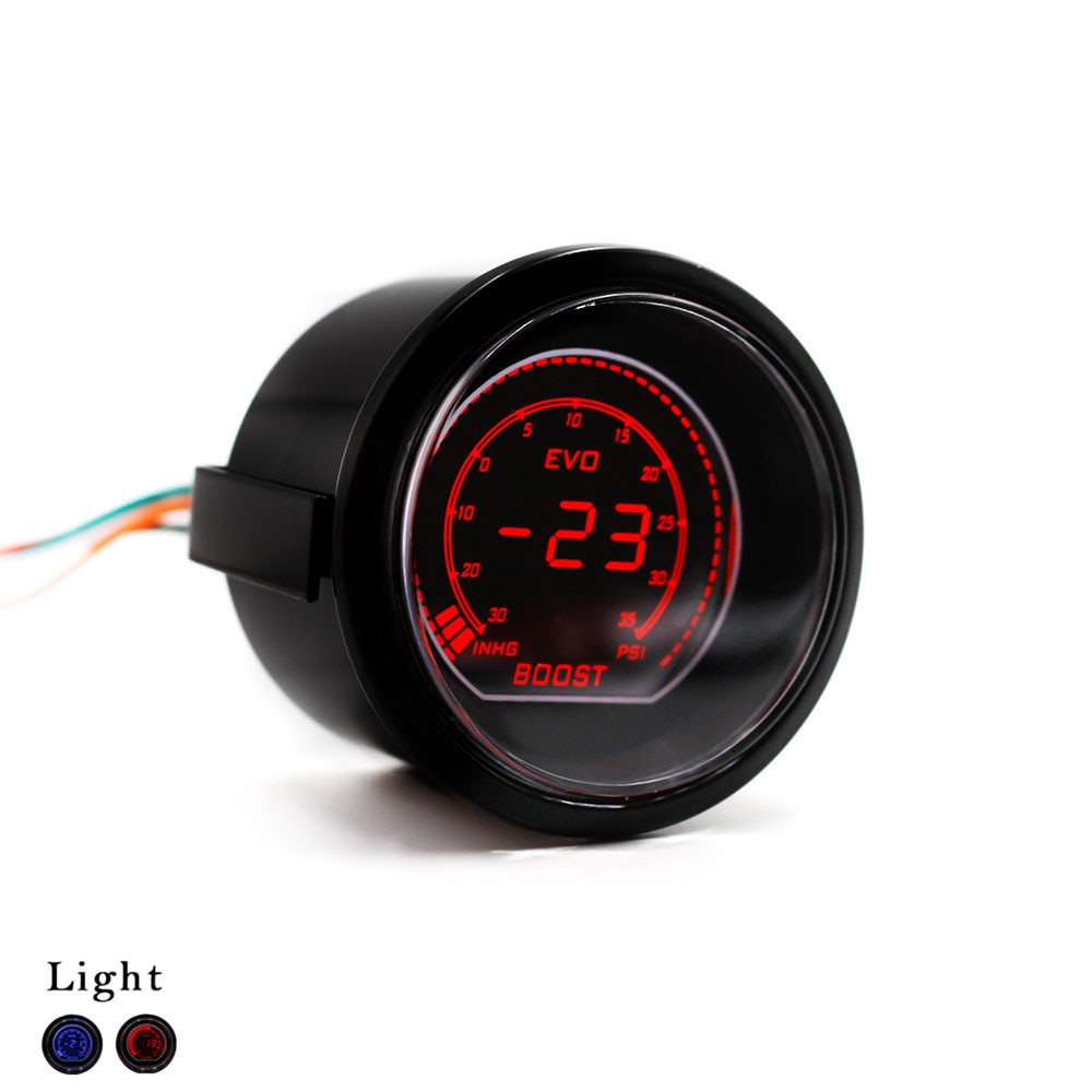 12vevo Digital Display Lcd Turbocharger Meter 52mm General Racing Special Instrument Red and Blue Light